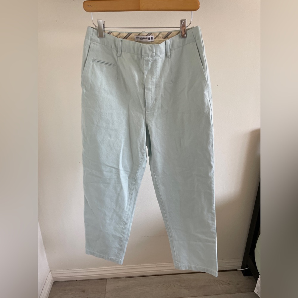 Ines de la Fressange x Uniqlo CottonStraight Leg Dress Pants Light Blue (Size 6) - Picture 1 of 4